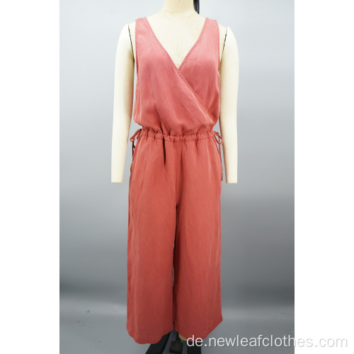 Women Casual V-Ausschnitt mit weiten Beinhülsen und Jumpsuit